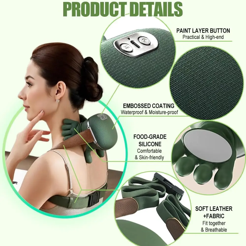 Hand Finger cock should massaging Wireless Neck Cervical Trapezius kneoping Massage Shawl Brushless Motor cock masajeador Wireless Massage - for Home Office, Travel,