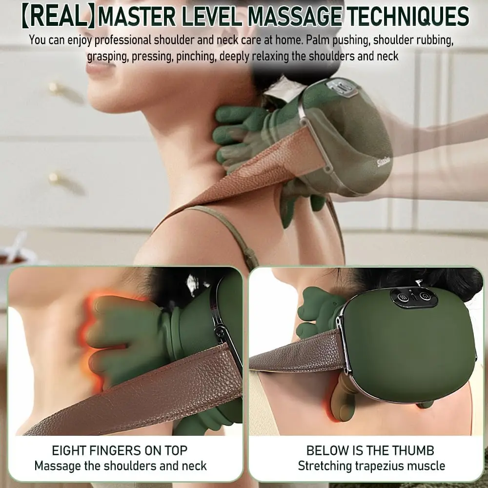 Hand Finger cock should massaging Wireless Neck Cervical Trapezius kneoping Massage Shawl Brushless Motor cock masajeador Wireless Massage - for Home Office, Travel,
